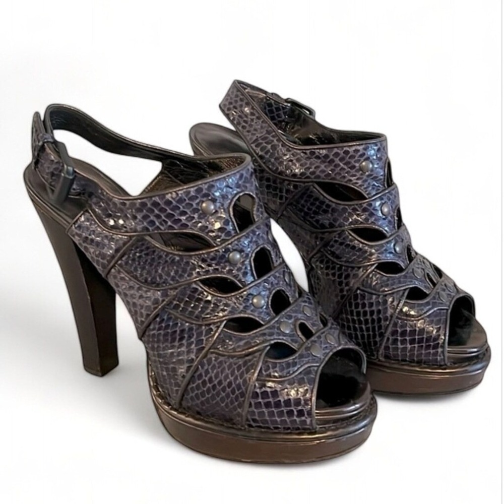BOTTEGA VENETA heels Leather Python Animal print slingback‎ platforms EU …